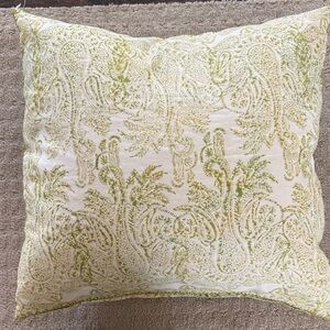 John Robshaw Green and Cream Paisley Decorative Pillow